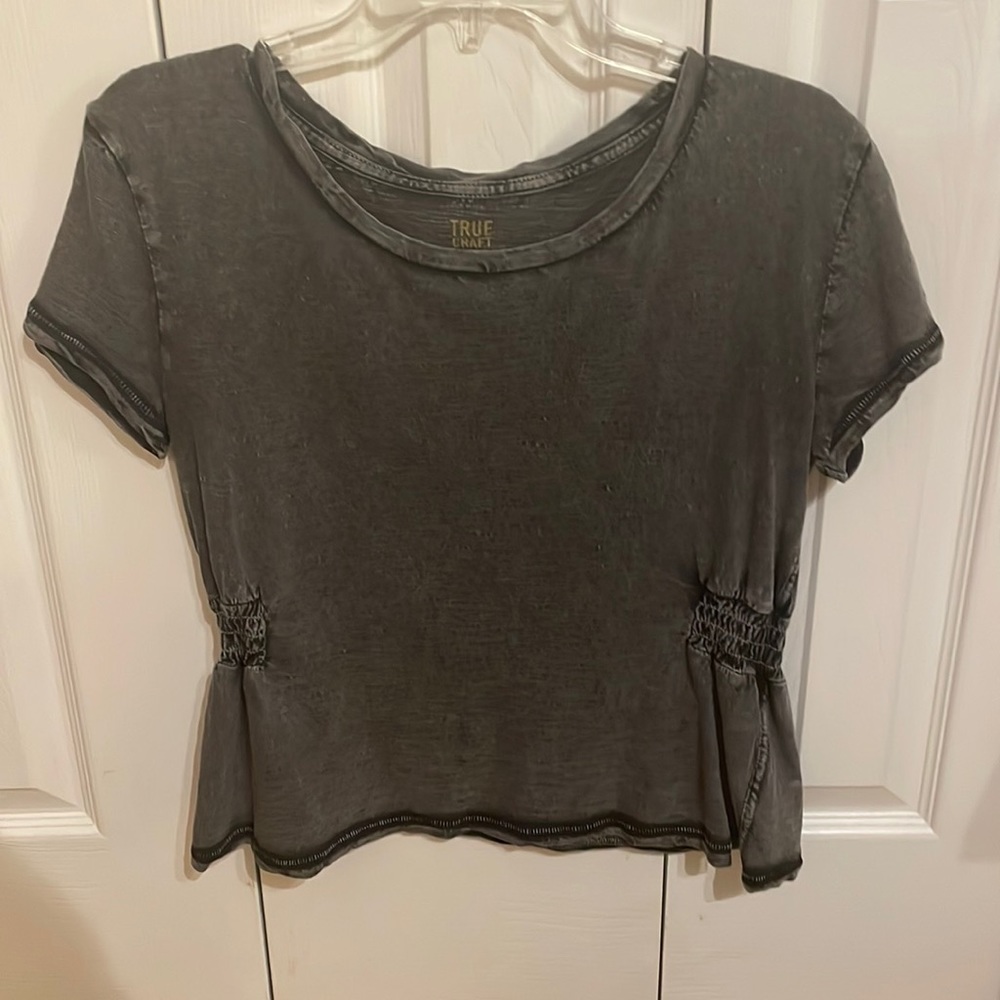 Grey distressed blouse